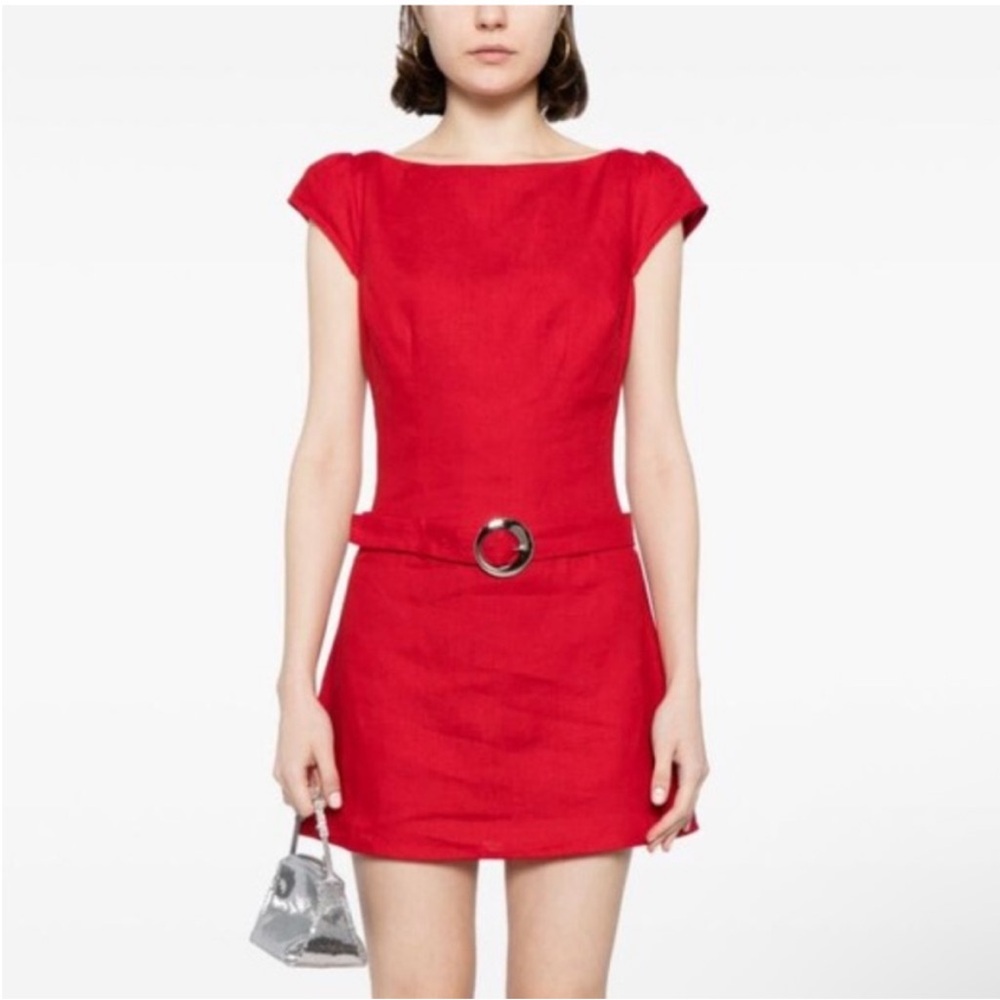Reformation Red Mini Dress with Belt